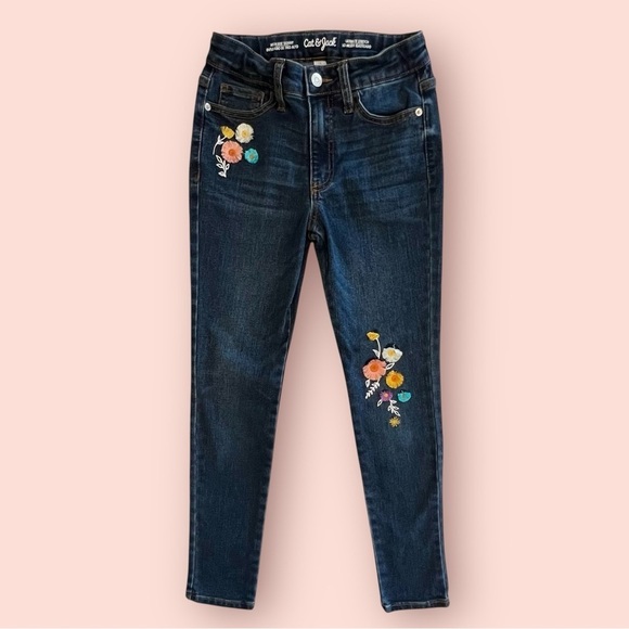 Embroidered Floral Blue Jeans for Girls, Cat and Jack - Picture 7 of 10